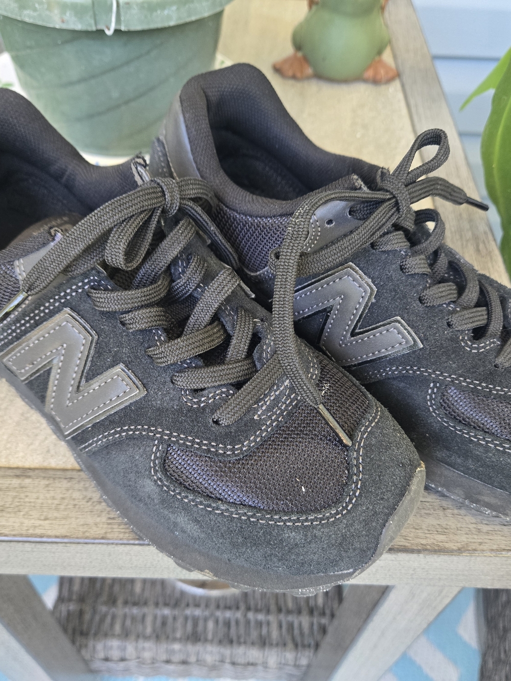 New Balance Black Suede & Mesh Sneakers